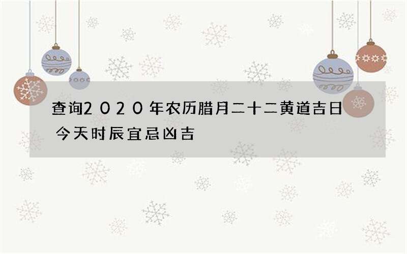 查询2020年农历腊月二十二黄道吉日 今天时辰宜忌凶吉